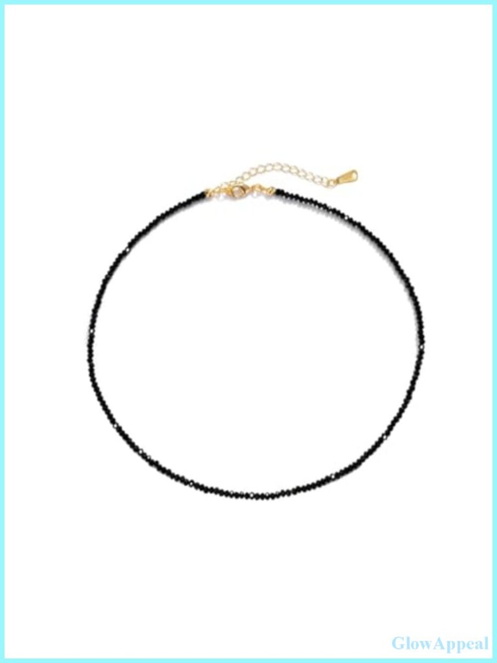18k Gold Plated Black Spinel Beaded Choker Necklace Adjustable